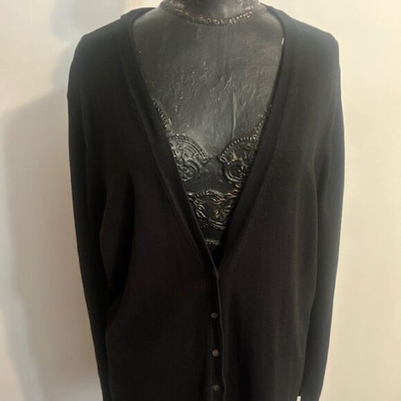 Charter Club Black V-neck button front cardigan, size 3X - Picture 1 of 4